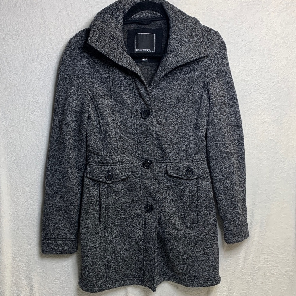 Worthington Women's Charcoal Gray Buttoned Wool-Blend Pea Coat